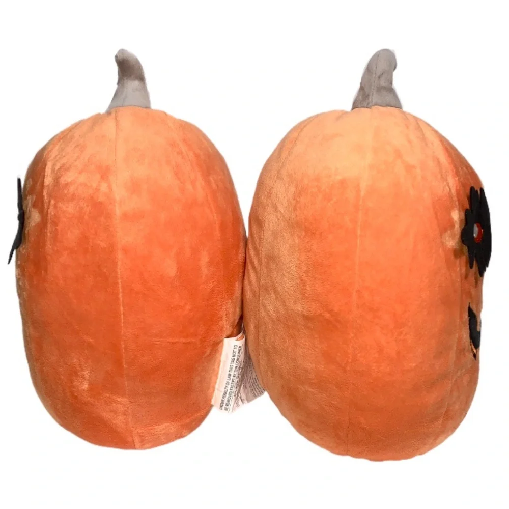 Halloween Smiling Carved Pumpkin Shaped Orange & Black Plush Accent Pillows